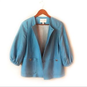 Banana Republic Silk Blend 3/4 Sleeve Blue Jacket
